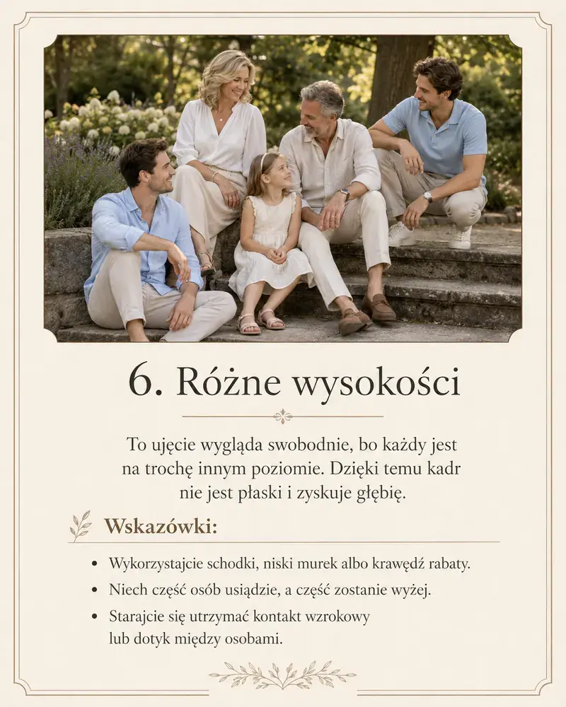 Rodzina podczas sesji zdjęciowej — różne wysokości